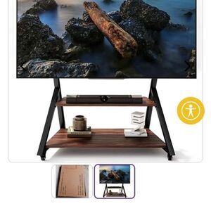 Mobile TV Cart Rolling TV Stand on Wheels with Wood